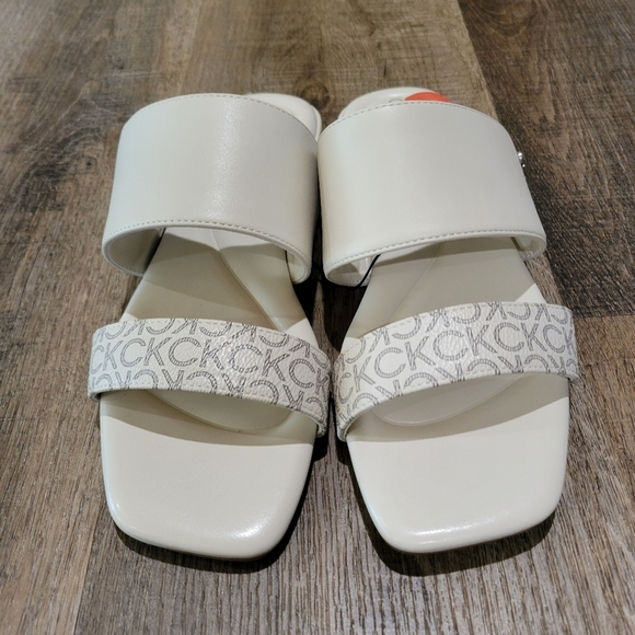 Calvin Klein Women's Cream Slide Sandals - Picture 2 of 9